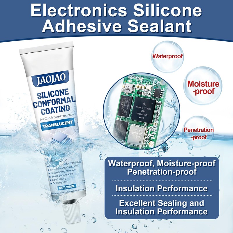 JAOJAO Conformal Coating for Electronics Silicone Adhesive Sealant Transparent Insulating