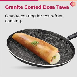 STL Non-Stick Flat Aluminum Dosa Tawa 29cm and 4mm Thickness, Flat Aluminum Skillet for Omelets, Chapati, Roti and Tawa,Induction Compatible, PFOA-Free, Cool Touch Handle with Stable Base
