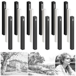 Pack of 18 Square Compressed Charcoal Pencils Compressed Graphite Material Sticks Graphite Pencils Charcoal Pencils Set for Drawing Crafts, Shading, Sketching, Beginners, Drawing Class Children