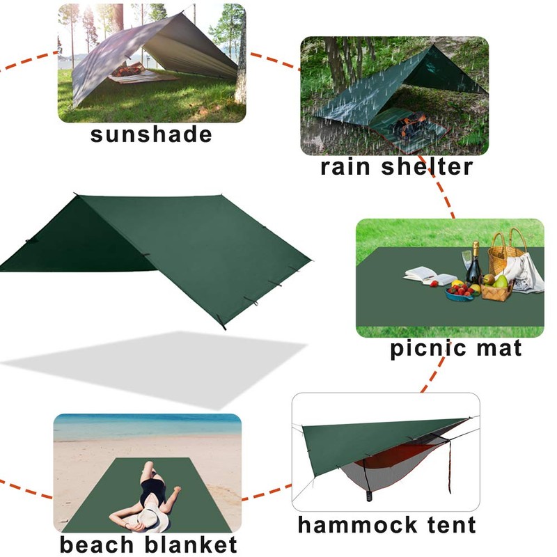 KALINCO Waterproof Camping Tarp Tent Hammock Rain Fly, 10X10FT/10X15FT, Mutifunctional