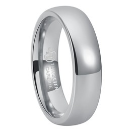 Hioleegi Men Wedding Ring 6mm Silver Tungsten Carbide Wedding Bands Polished Anti-Scracth and Durable Engagement Promise Rings Comfortable Fit Size 9