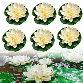 Qunkun Pack of 6 Floating Flowers, Artificial Water Lilies, Floating Lotus Flowers, Lotus Flower Water Lily, Eva Lotus Flower Pond for Used in Pools, Aquariums, Stream Scenes (10 cm x 6)