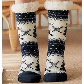 Alexvyan 1 Pair Soft & Cozy Thermal Crew Slipper Winter Thick Warm Fleece Lined Socks (Without Thumb) for Girls/Ladies/Women