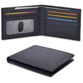 Real Slim Leather Wallet for Men - RFID Blocking Bifold Thin Wallets Credit Card Front Pocket Minimalist Billfold