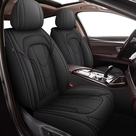 JIAMAOXIN Leather Car Seat Covers Fit for Ford Mustang 2007-2022 Automotive Seat Protectors Cushion Cover Waterproof 2 Front Seat Covers(2 Seats, Black)