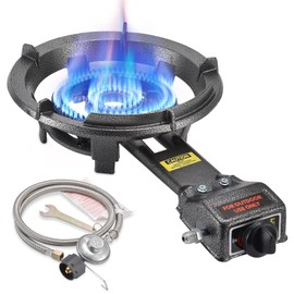 ARC Outdoor Propane Burner Stove, 13" Single Propane Burner, Cast Iron Portable Propane Burner With Adjustable Regulator And Stainless Steel Hose, Great For Outdoor Wok Burner