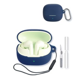 Case for Baseus Bass BP1 Pro True Wireless Earbuds,Soft Protective,BOVUGAC Silicone Case Cover with Keychain & Cleaning Kit & Lanyard for Baseus Bass BP1 Pro-Blue