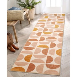 Lahome Boho Kitchen Runner Rug - 2X 8 Washable Runner Rug Non-Slip Bathroom Runner Rugs with Rubber Backing Ultra-Thin Geometric Carpet Runner for Hallways Laundry Bedroom,(2'x 8',Multi)