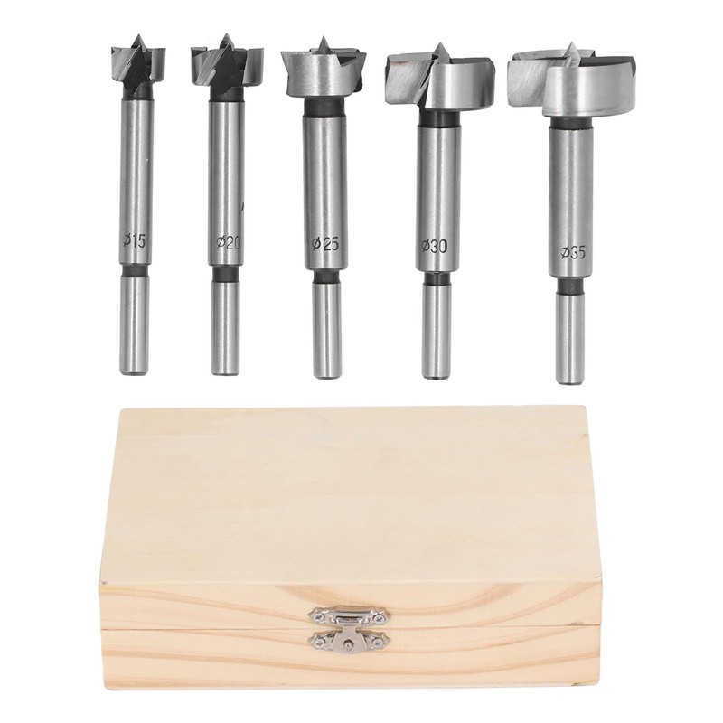 5Pcs Forstner Drill Bit Round Shank 15mm 20mm 25mm 30mm