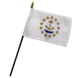 Quality Standard Flags One Dozen Rhode Island Stick Flag, 4 by 6"