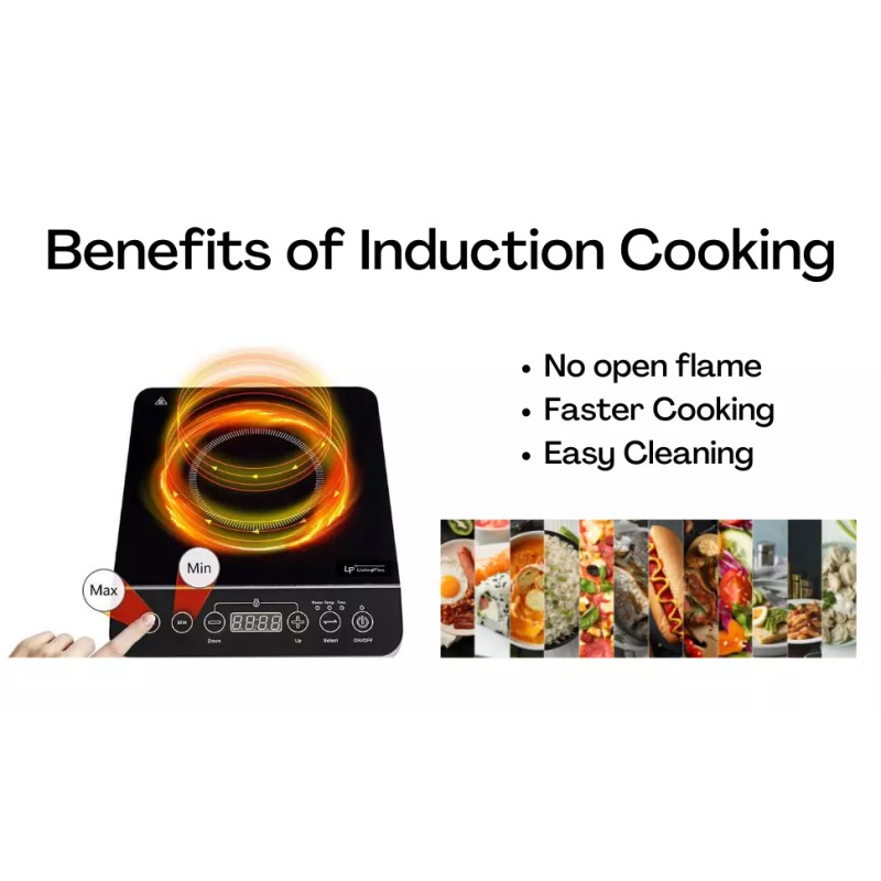 LP LIVING PLUS 1800W Electric Induction Cooktop Countertop Burner, 3