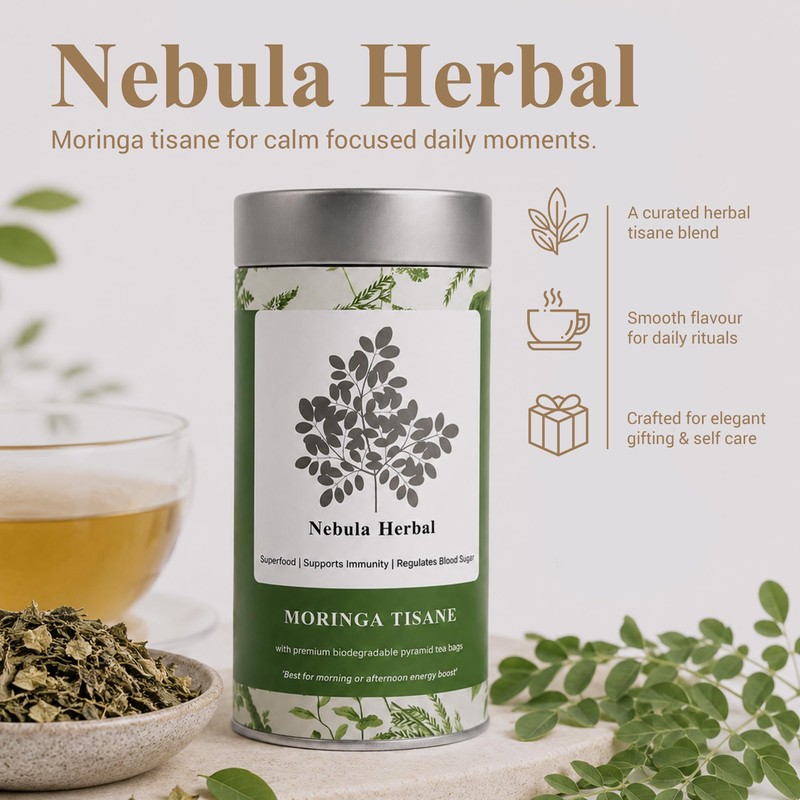 Moringa tea in 25 Biodegradable teabags in a premium tin