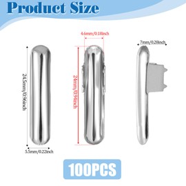 100Pcs Stainless Steel Elastic Cord Crimp Ends Half Cover Cords Lock Ends Fastener Cord Locks End Crimp Metal Barbs for Elastic String Barbed for Masks Binding Hanging