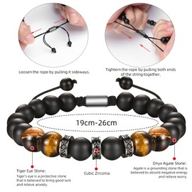 Tiger's Eye Bracelet Men's Obsidian Bracelet Tiger Eye Birthday Gift for Boys Birthday Lucky Charm Gift