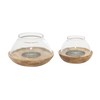 Deco 79 Wood Tealight Hurricane Lamp, Set of 2 4",