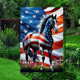 American Flag-Horse Patriotic American Flag MLN2926F, Garden Flag (11.5" x 17.5")-USA Flags Premium Polyester-Decorative Indoor Outdoor Flag