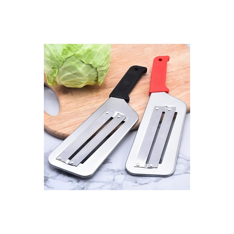 Cuchillo Triturador Repollo Verdura Doble Hoja Acero Inoxidable, 1pz Negro