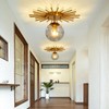 UOFUS Gold Sunburst Semi Flush Mount Ceiling Light Fixture with