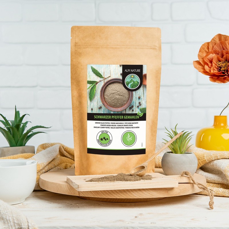 Alpi Nature Black Peppercorns Ground 250g 8.8 oz, Ground Black