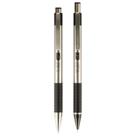 Zebra Pen Stainless Steel Writing Set, M-301 Mechanical Pencil and F-301 Mechanical Pencil, Black Grip (Pack of 1, 2 Count Total)