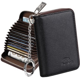 FurArt Credit Card Wallet, Zipper Card Cases Holder for Men Women, RFID Blocking, KeyChain Wallet, Compact Size