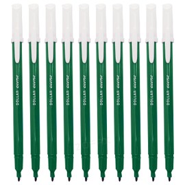 ZOFAX Feltra Felt Tips Colouring Pens, GREEN, Pack of 10, Draw Sketch Mark Write Felt Pens for Adults Kids Children, Felt Pens for Arts Crafts Activities, School Office Home, iZOFAX Black Ball Pen