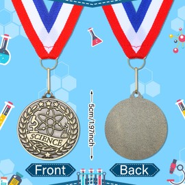 Quelay 30 Pcs 2'' Award Medals Bulk Gold Winner Medals with Neck Ribbons Metal Trophy Award Prize Gift for Tournaments, Competitions, Party, Kids and Adults(30 Pcs, Science)