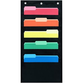 Essex Wares - 3 Pocket File Pocket Chart, Black, 14" Wide x 19.5" Tall - Versatile Wall Hanging File Folder Organizer for Classroom, Office, Home, and More - Wall Folder Organizer - 3 Pockets