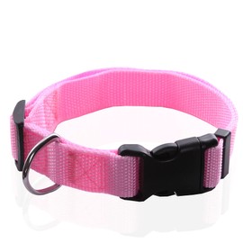 Adjustable Nylon Dog Collar, pet Collar 1 Inch 3/4 Inch 5/8 Inch Wide, for Large Medium Small Dogs (S(5/8" x 11-16"), Pink)