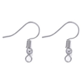 100 pares de ganchos de color rodio para arete franceses, para hacer joyas (EH-1007-R1)