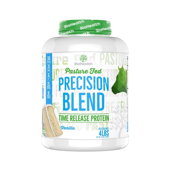 Precision Blend Vanilla (4 lb) Whey Protein | 31g Time Release Protein Blend | Non-GMO | Sugar Free | 48 Servings