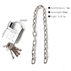 Security Chain and Lock Kit, Chain Locks, Chain Length with 2 Inch Length40mm Cut Proof Lockfor Bikes, Lockers, File Cabinets, Wardrobes, Small Fences, Refrigerator Door,Scoote
