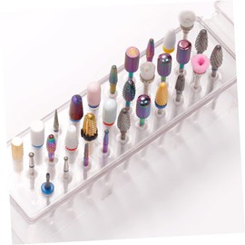 Nail Drill Holder 30 Holes Nail Bit Holder Plastic Container Nail Drill Storage Box Organiser for Acrylic Nails Professional Nail Fillers Nail Tools Container