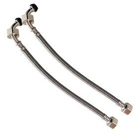 Masterwarehouse DN8 Flexible Dishwasher Hose with 90 Degree 225mm Length, Both 1/2" Female Compression, 304 Stainless Steel (Pack of 2), Watermark