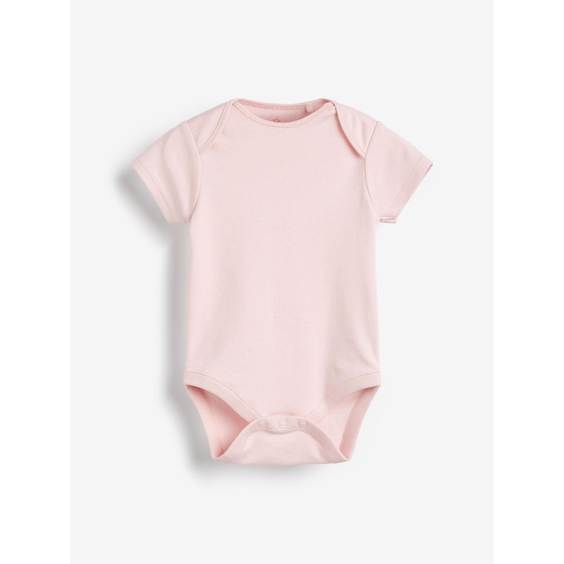 NEXT Organic Cotton Short Sleeve Bodysuits Pack of 5, Pink/white,