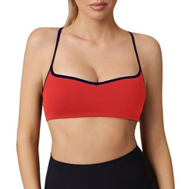 Move With You Womens Sweetheart Square Neck Sports Bra- Workout Adjustable Spaghetti Straps Yoga Bra(Red,M)