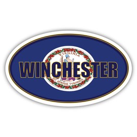 Winchester City Virginia State Flag | VA Flag Winchester County Oval State Colors Bumper Sticker Car Decal 3x5 inches