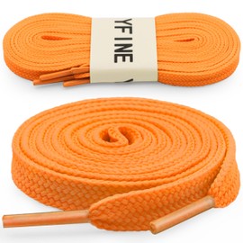 YFINE Athletic Flat Shoe Laces Shoelaces for Sneakers Shoes(2 Pair), 05 Orange, 39 inch (100CM)
