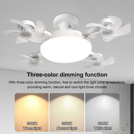 2025 New Drone Fan Light Socket Fan Light with Remote Ceiling Fans with Lights 3 Colors 60W Dimmable Screw in Ceiling Fan Light Bulb Fans for Bedroom Living Room Kitchen Garage (4 Head)