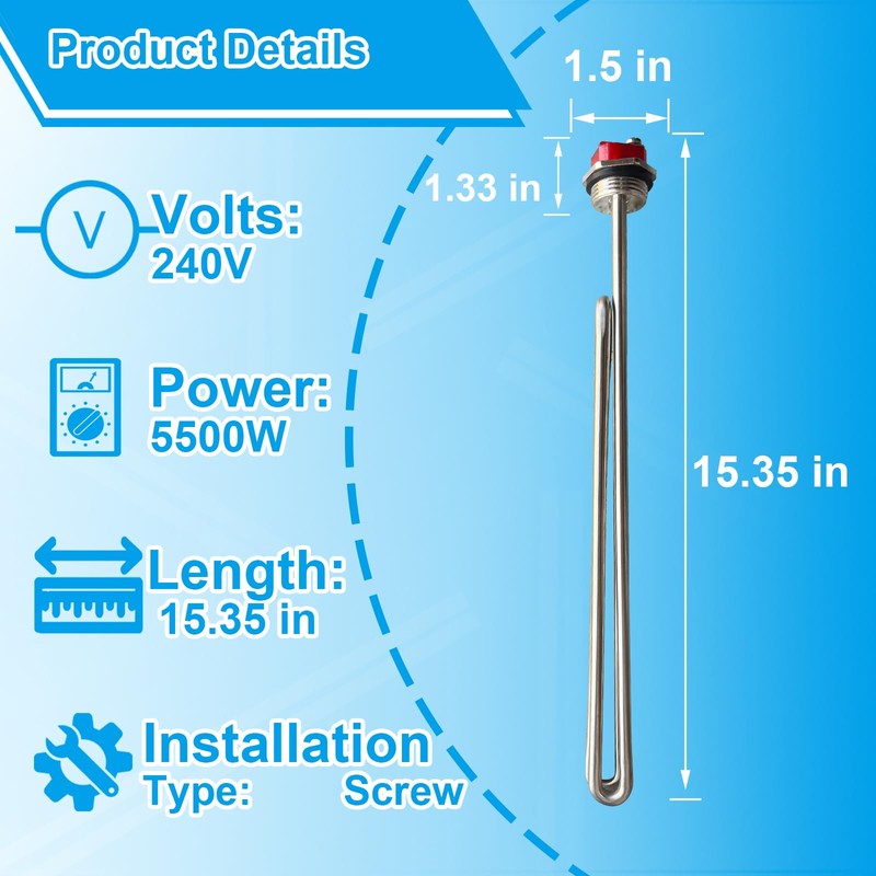 Dgqtrx Upgraded 240V 5500W Hot Water Heating Element (Stainless Steel)