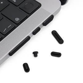 ProElife 7 Pcs Anti Dust Dirt Plug Cups Set for 2023-2021 MacBook Pro 14.2 inch 16.2 inch M3 M2 M1 Pro/Max (Model: A2779/A2442/A2780/A2485) Accessory Silicone Anti Dirt Protective Cover (Black)
