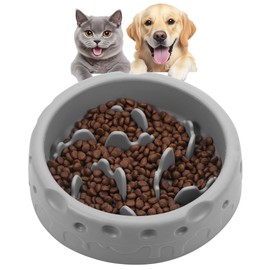 TranRantic Slow Food Feeder Hund, Silikon Antischlingnapf Hunde mit Rutschfestem Saugnapfboden und Spirallabyrinth-Design, Sicherer Silikonnapf für Haustierkatzen und -Hunde, gesunde Verdauung(Grau)