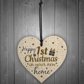 RED OCEAN Happy First Christmas In Your New Home Christmas Decoration Bauble For New House Heart Friendship Gift