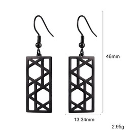 Amaxer Star of David Earrings Stainless Steel Minimalist Religious Magen Judaic Jewish Hanukkah Dangle Drop Earrings for Women (Black-Rectangle)