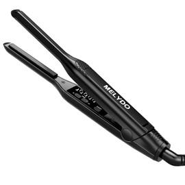 MELYDO Mini Glätteisen Für Kurze Haare, 2 in 1 Haarglätter und Lockenwickler für Glätten und Locken, Schwimmplatte mit Turmalin-Keramikbeschichtung, 90-220°C 15S Schnelle Erwärmung, Duale Spannung