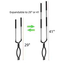 RAOMEIDE Fire Tongs for Fire Pit Outside Heavy Duty Firewood Log Grabber Claw Stainless Steel 41 Inches Fireplace Tongs and 49 Inches Fire Poker Sets Indoor