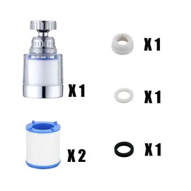 Faucet Water Filter with 2 Filter Cartridges,360 Degree Rotating Sink Tap Water Filter,Carbon Water Filtration Faucet Removes Chlorine Fluoride Heavy Metals Hard Water