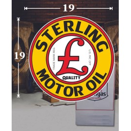 (1) 19" X 19" STERLING MOTOR OIL GAS VINYL DECAL LUBESTER OIL PUMP CAN LUBSTER