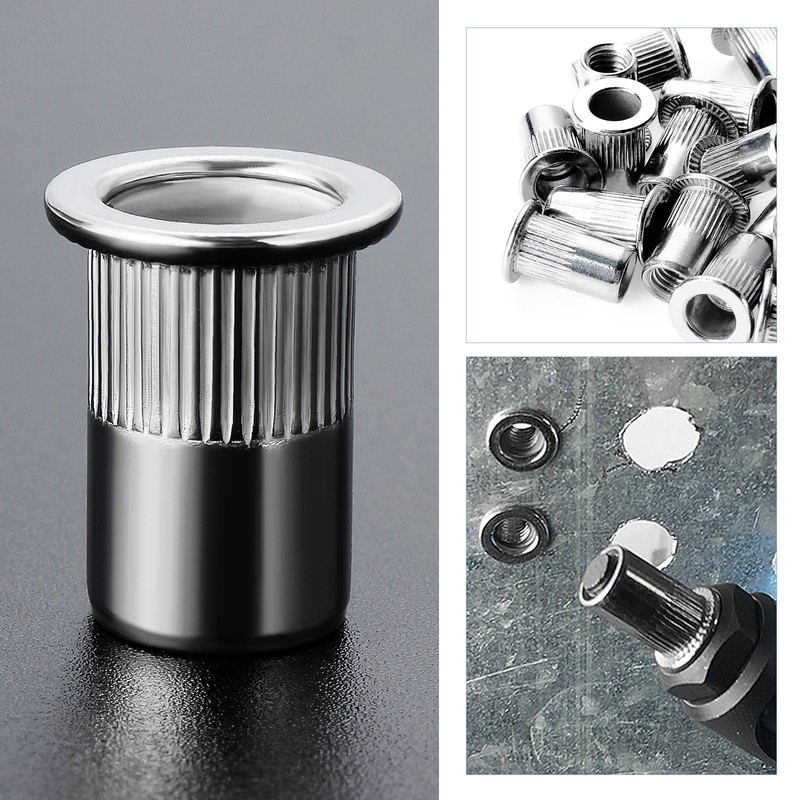 Hsemall 150 pieces rivet nuts M4, flat head threaded rivets,