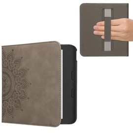 kwmobile Case Compatible with Kobo Libra Colour - Faux Nubuck Leather - Rising Sun Grey
